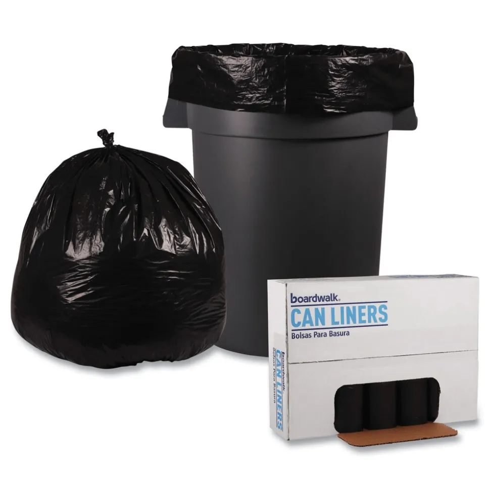 Boardwalk 40 in. x 46 in. 45 gal. 1.2 mil Recycled Low-Density Polyethylene Can Liners - Black (100/Carton)