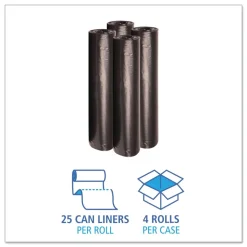 Boardwalk 40 in. x 46 in. 45 gal. 1.2 mil Recycled Low-Density Polyethylene Can Liners - Black (100/Carton)