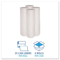 Boardwalk 40 in. x 46 in. 45 gal. 0.6 mil Low-Density Waste Can Liners - White (100/Carton)