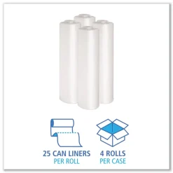 Boardwalk 33 in. x 39 in. 1.4 mil 33 gal. Recycled Low-Density Polyethylene Can Liners - Clear (100/Carton)