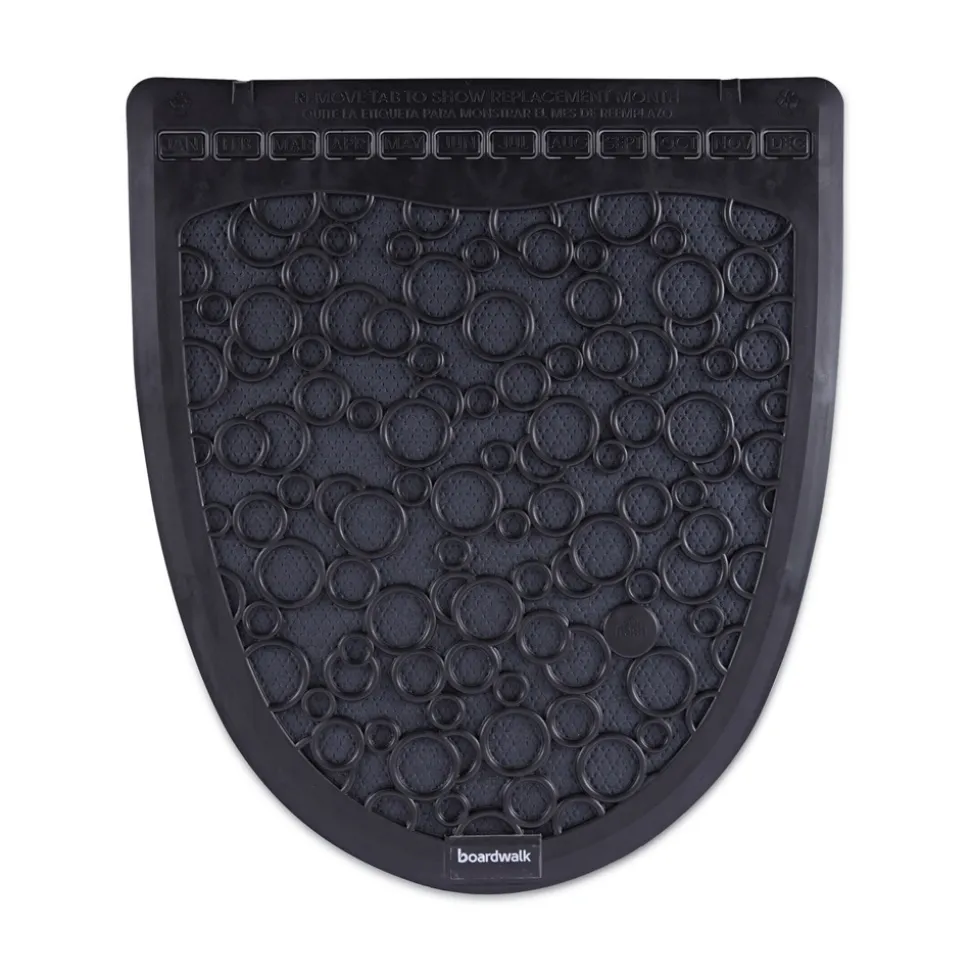 Boardwalk 17.5 in. x 20 in. 2.0 Rubber Urinal Mat - Black (6/Carton)