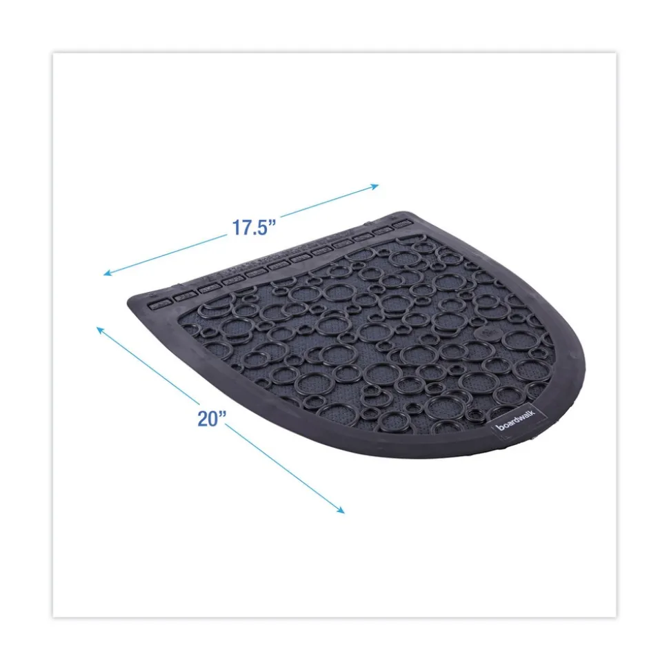 Boardwalk 17.5 in. x 20 in. 2.0 Rubber Urinal Mat - Black (6/Carton)