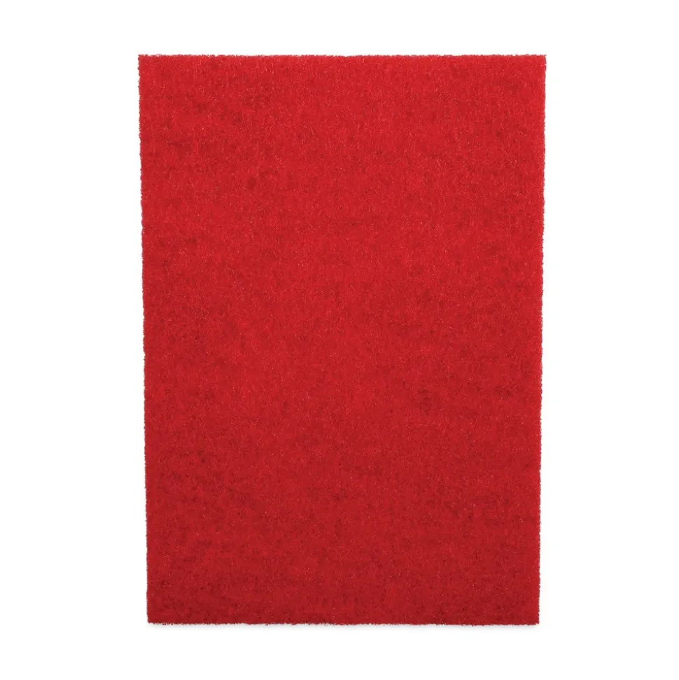 Boardwalk 20 in. x 14 in. Buffing Floor Pads - Red (10/Carton)