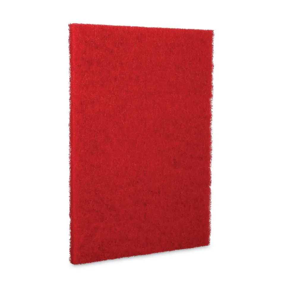 Boardwalk 20 in. x 14 in. Buffing Floor Pads - Red (10/Carton)