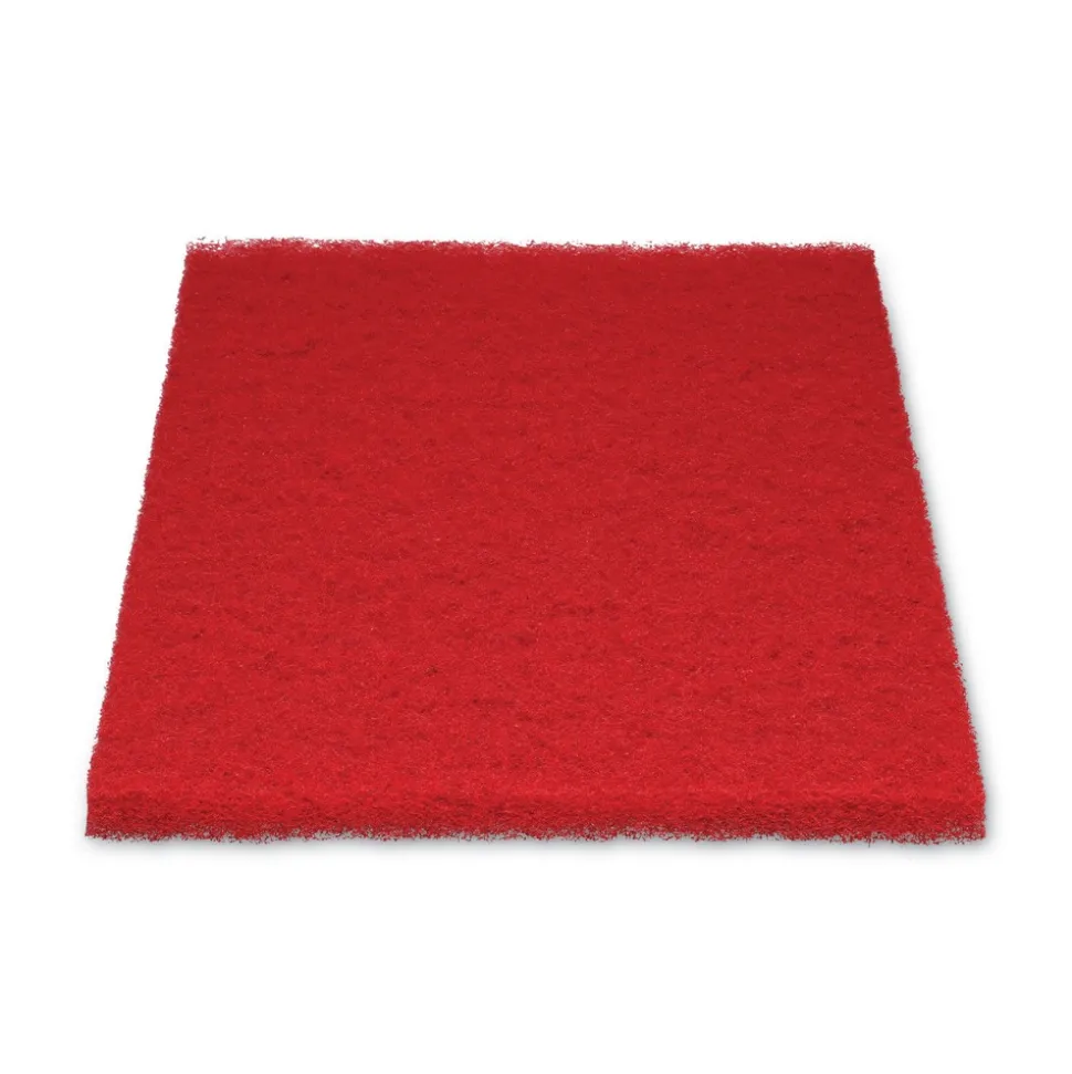 Boardwalk 20 in. x 14 in. Buffing Floor Pads - Red (10/Carton)