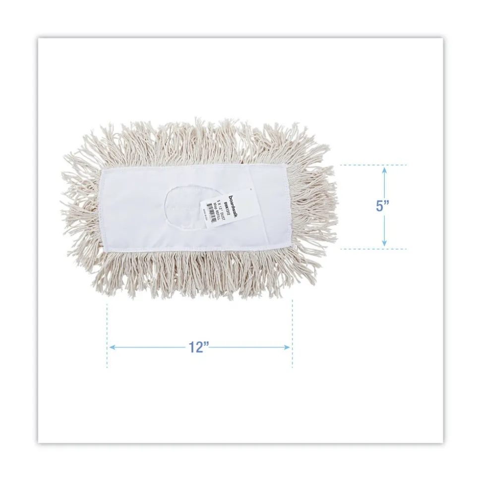 Boardwalk 12 in. x 5 in. Cotton Dust Mop Head - White