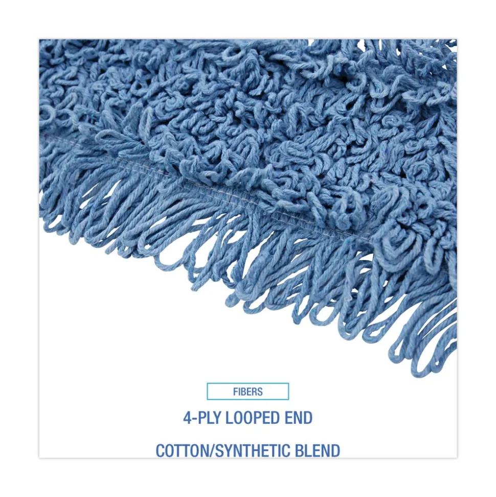 Boardwalk 48 in. x 5 in. Cotton/Synthetic Blend Dust Mop Head - Blue