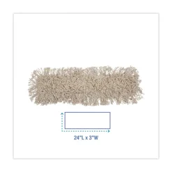 Boardwalk 24 in. x 3 in. Cotton Dust Mop Head - White