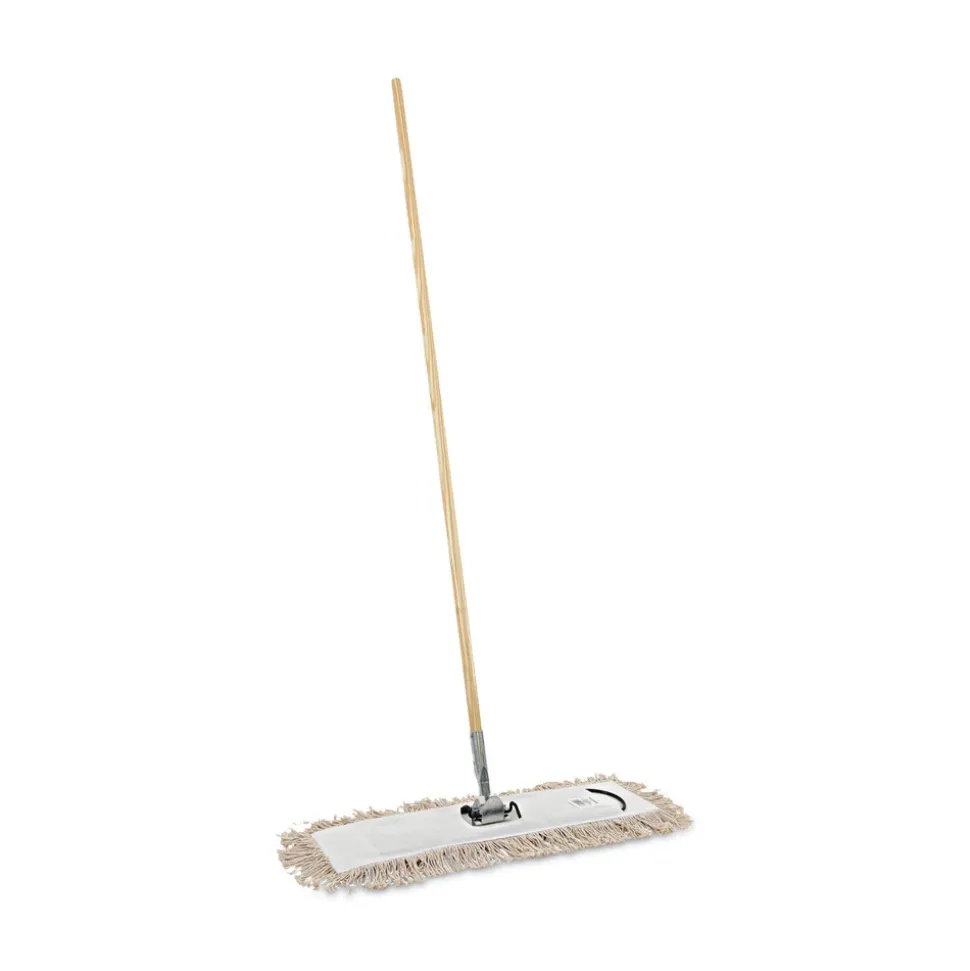 Boardwalk 24 in. x 5 in. Cotton Head 60 in. Wood Handle Cotton Dry Mopping Kit - Natural (1-Kit)