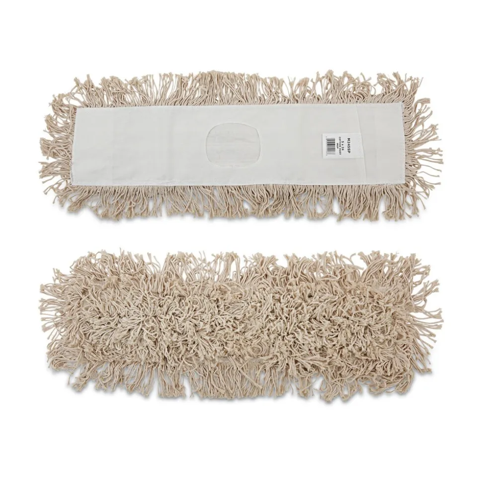 Boardwalk 24 in. x 5 in. Cotton Head 60 in. Wood Handle Cotton Dry Mopping Kit - Natural (1-Kit)