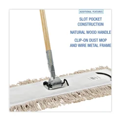 Boardwalk 24 in. x 5 in. Cotton Head 60 in. Wood Handle Cotton Dry Mopping Kit - Natural (1-Kit)