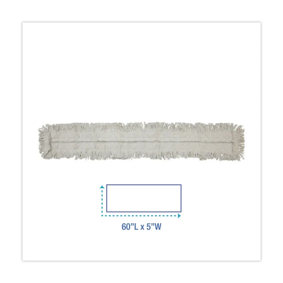 Boardwalk 60 in. x 5 in. Cut-End Disposable Cotton Dust Mop Head (12/Carton)