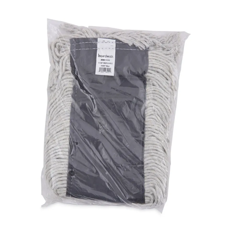 Boardwalk 24 in. x 5 in. Disposable Cotton/Synthetic Cut End Dust Mop Head - White