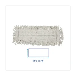 Boardwalk 24 in. x 5 in. Disposable Cotton/Synthetic Cut End Dust Mop Head - White