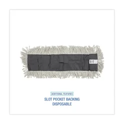 Boardwalk 24 in. x 5 in. Disposable Cotton/Synthetic Cut End Dust Mop Head - White