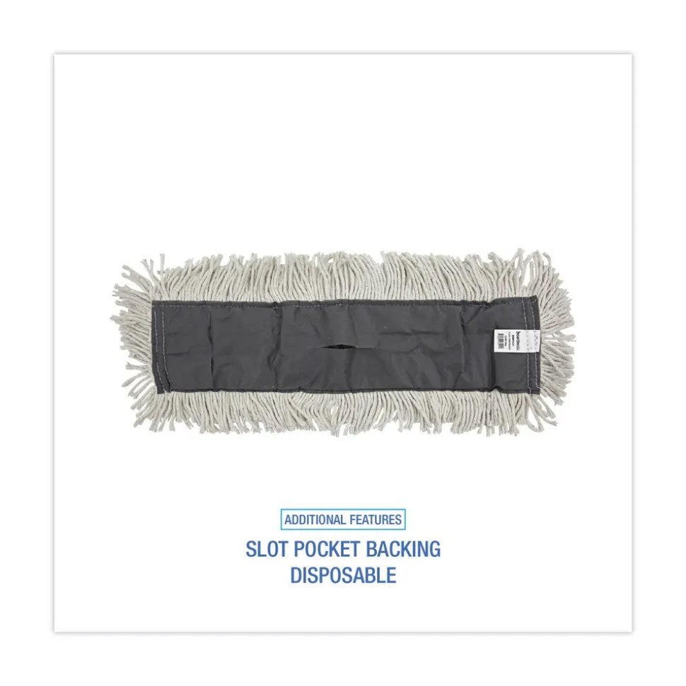 Boardwalk 24 in. x 5 in. Disposable Cotton/Synthetic Cut End Dust Mop Head - White