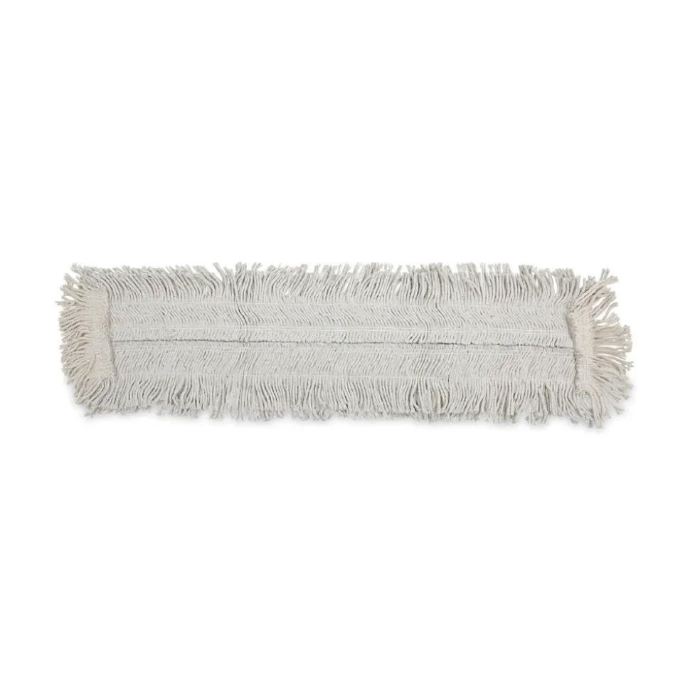 Boardwalk 36 in. x 5 in. Disposable Cotton/Synthetic Dust Mop Head with Sewn Center Fringe - White
