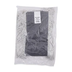 Boardwalk 36 in. x 5 in. Disposable Cotton/Synthetic Dust Mop Head with Sewn Center Fringe - White