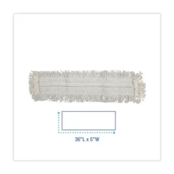 Boardwalk 36 in. x 5 in. Disposable Cotton/Synthetic Dust Mop Head with Sewn Center Fringe - White
