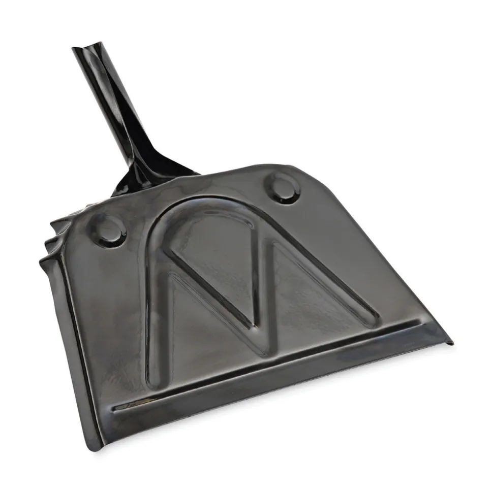 Boardwalk 12 in. x 14 in. 20-Gauge Steel Dust Pan with 5 in. Handle - Black (12/Carton)