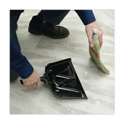 Boardwalk 12 in. x 14 in. 20-Gauge Steel Dust Pan with 5 in. Handle - Black (12/Carton)