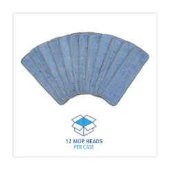 Boardwalk 18 in. x 5 in. Hook and Loop Back Split Microfiber Mop Head - Blue (1 Dozen)
