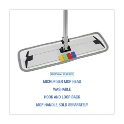 Boardwalk 18 in. x 5 in. Hook and Loop Back Split Microfiber Mop Head - Blue (1 Dozen)