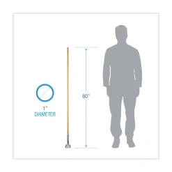 Boardwalk 1 in. x 60 in. Lacquered Wood Swivel Head Clip-On Dust Mop Handle - Natural