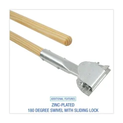 Boardwalk 1 in. x 60 in. Lacquered Wood Swivel Head Clip-On Dust Mop Handle - Natural