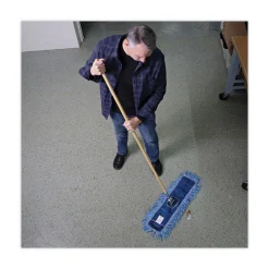 Boardwalk 1 in. x 60 in. Lacquered Wood Swivel Head Clip-On Dust Mop Handle - Natural