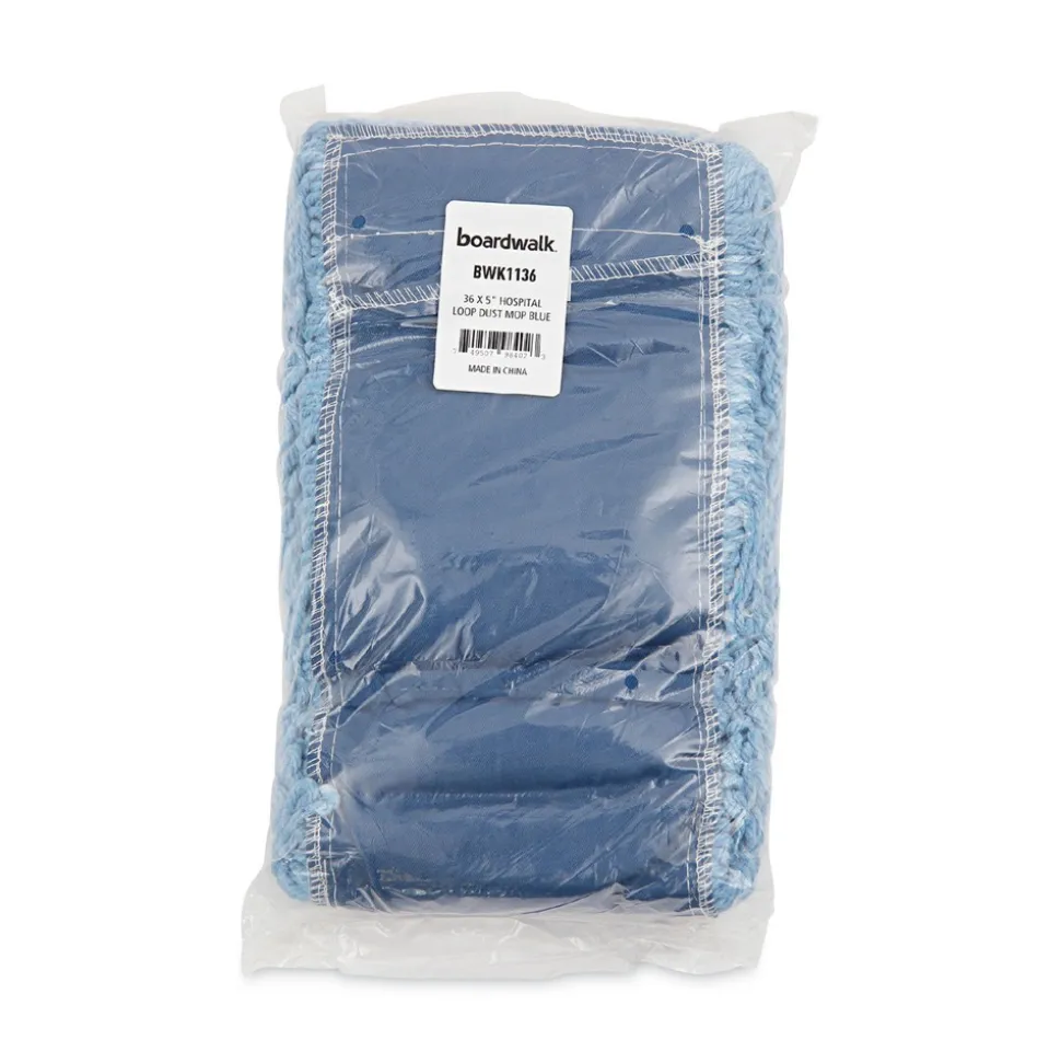 Boardwalk 36 in. x 5 in. Looped-End Cotton/ Synthetic Blend Dust Mop Head - Blue
