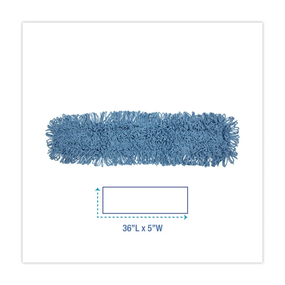 Boardwalk 36 in. x 5 in. Looped-End Cotton/ Synthetic Blend Dust Mop Head - Blue