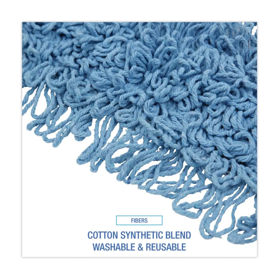 Boardwalk 36 in. x 5 in. Looped-End Cotton/ Synthetic Blend Dust Mop Head - Blue
