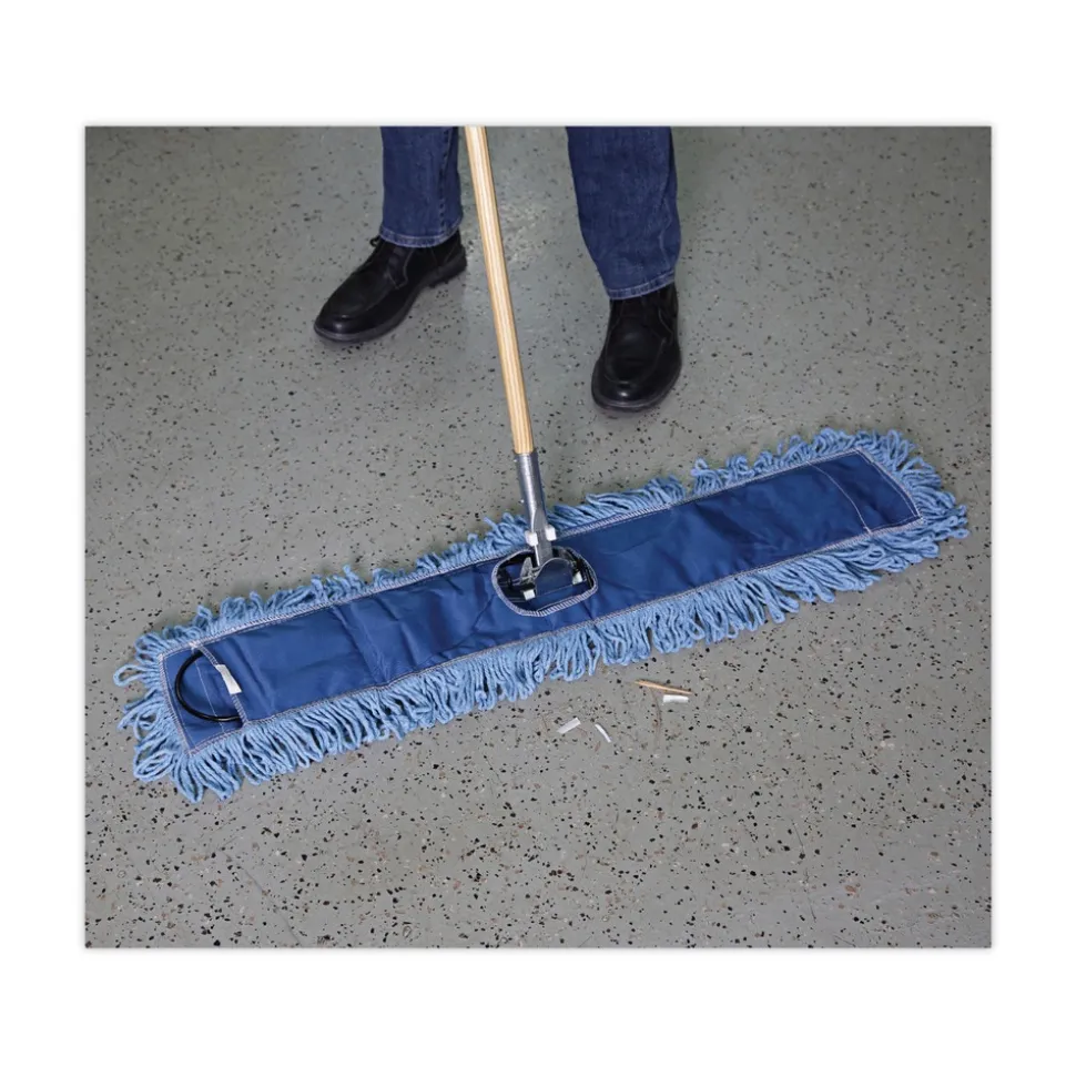 Boardwalk 36 in. x 5 in. Looped-End Cotton/ Synthetic Blend Dust Mop Head - Blue