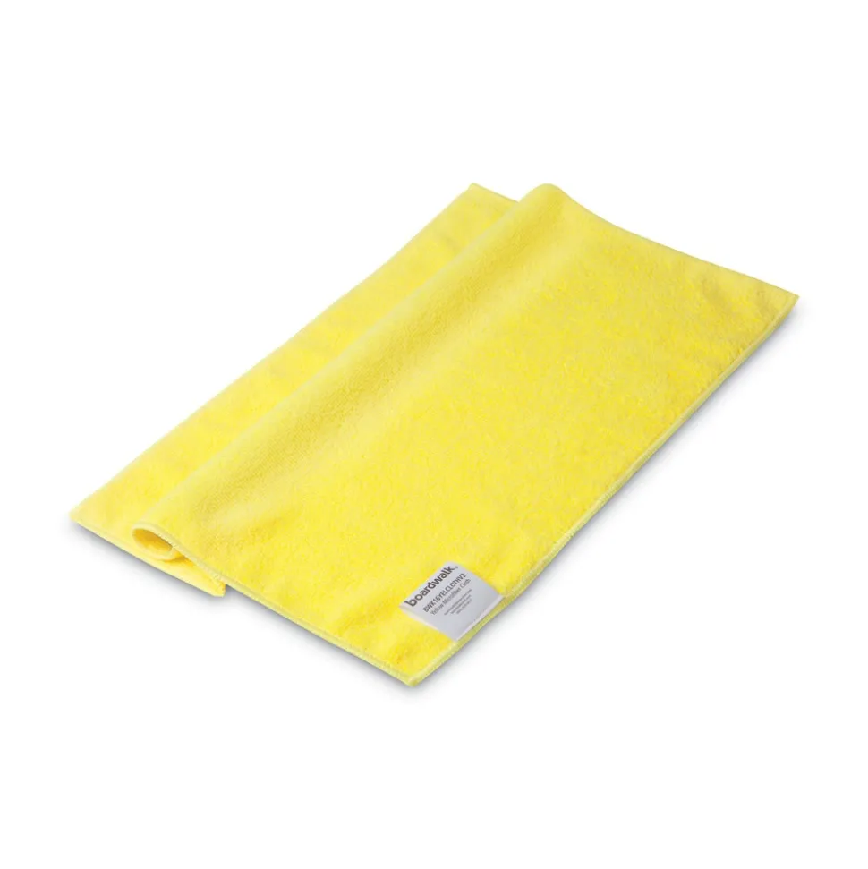 Boardwalk 16 in. x 16 in. Microfiber Cleaning Cloths - Yellow (24/Pack)