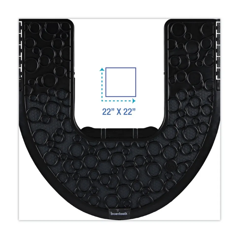 Boardwalk 22 in. x 22 in. Non-Slip Rubber Commode Mat 2.0 Disposable Toilet Floor Mat - Black (6/Carton)