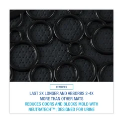 Boardwalk 22 in. x 22 in. Non-Slip Rubber Commode Mat 2.0 Disposable Toilet Floor Mat - Black (6/Carton)