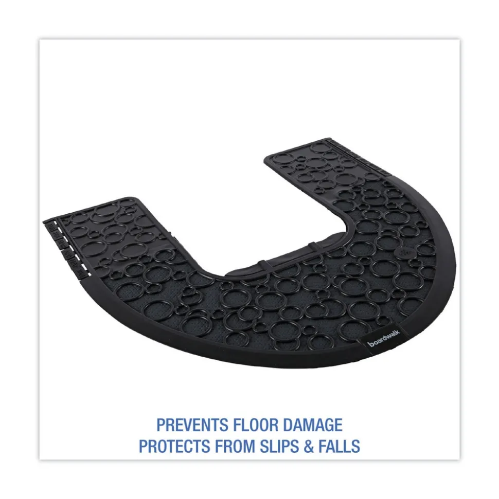 Boardwalk 22 in. x 22 in. Non-Slip Rubber Commode Mat 2.0 Disposable Toilet Floor Mat - Black (6/Carton)