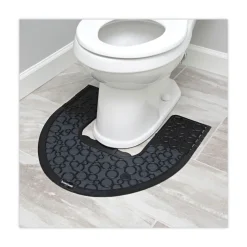 Boardwalk 22 in. x 22 in. Non-Slip Rubber Commode Mat 2.0 Disposable Toilet Floor Mat - Black (6/Carton)