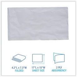 Boardwalk 17 in. x 15 in. 2-Ply Dinner Napkin - White (3000/Carton)