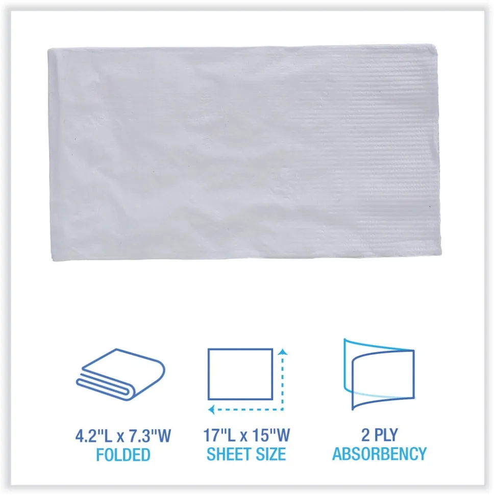 Boardwalk 17 in. x 15 in. 2-Ply Dinner Napkin - White (3000/Carton)