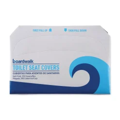 Boardwalk 14.17 in. x 16.73 in. Premium Half-Fold Toilet Seat Covers - White (250/Sleeve, 4 Sleeves/Carton)