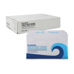 Boardwalk 14.17 in. x 16.73 in. Premium Half-Fold Toilet Seat Covers - White (250/Sleeve, 4 Sleeves/Carton)
