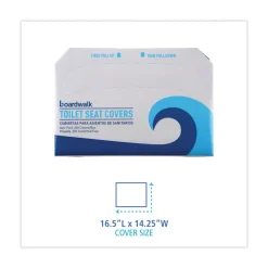 Boardwalk 14.17 in. x 16.73 in. Premium Half-Fold Toilet Seat Covers - White (250/Sleeve, 4 Sleeves/Carton)