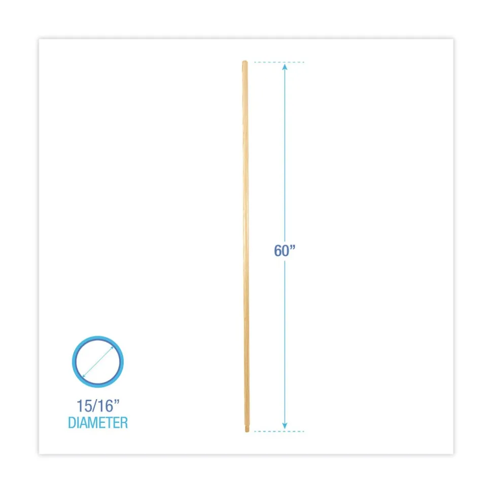 Boardwalk 0.94 in. x 60 in. Threaded End Lacquered Wood Broom Handle - Natural