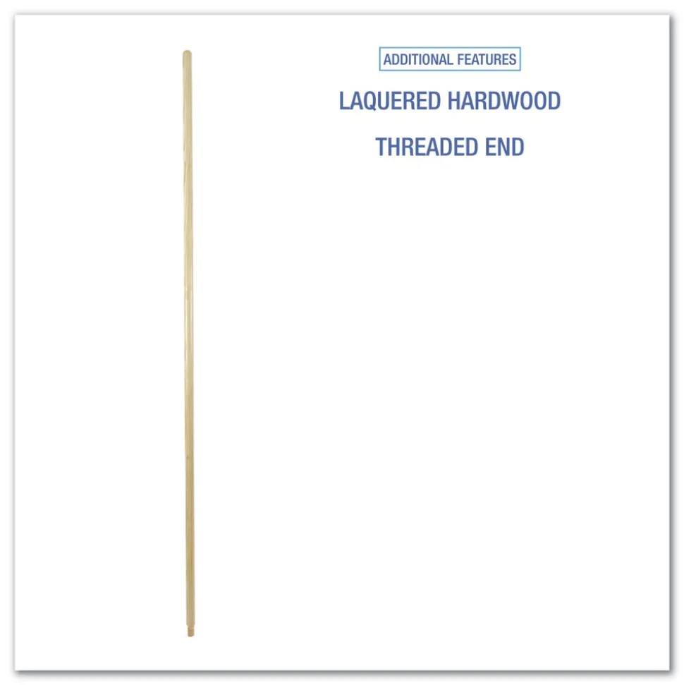 Boardwalk 0.94 in. x 60 in. Threaded End Lacquered Wood Broom Handle - Natural