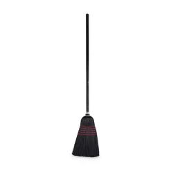 Boardwalk 10 in. x 58.5 in. Wood Handle Flagged Tip Poly Bristle Janitor Brooms - Natural/Black (1 Dozen)