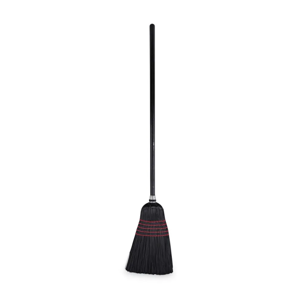 Boardwalk 10 in. x 58.5 in. Wood Handle Flagged Tip Poly Bristle Janitor Brooms - Natural/Black (1 Dozen)