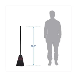 Boardwalk 10 in. x 58.5 in. Wood Handle Flagged Tip Poly Bristle Janitor Brooms - Natural/Black (1 Dozen)