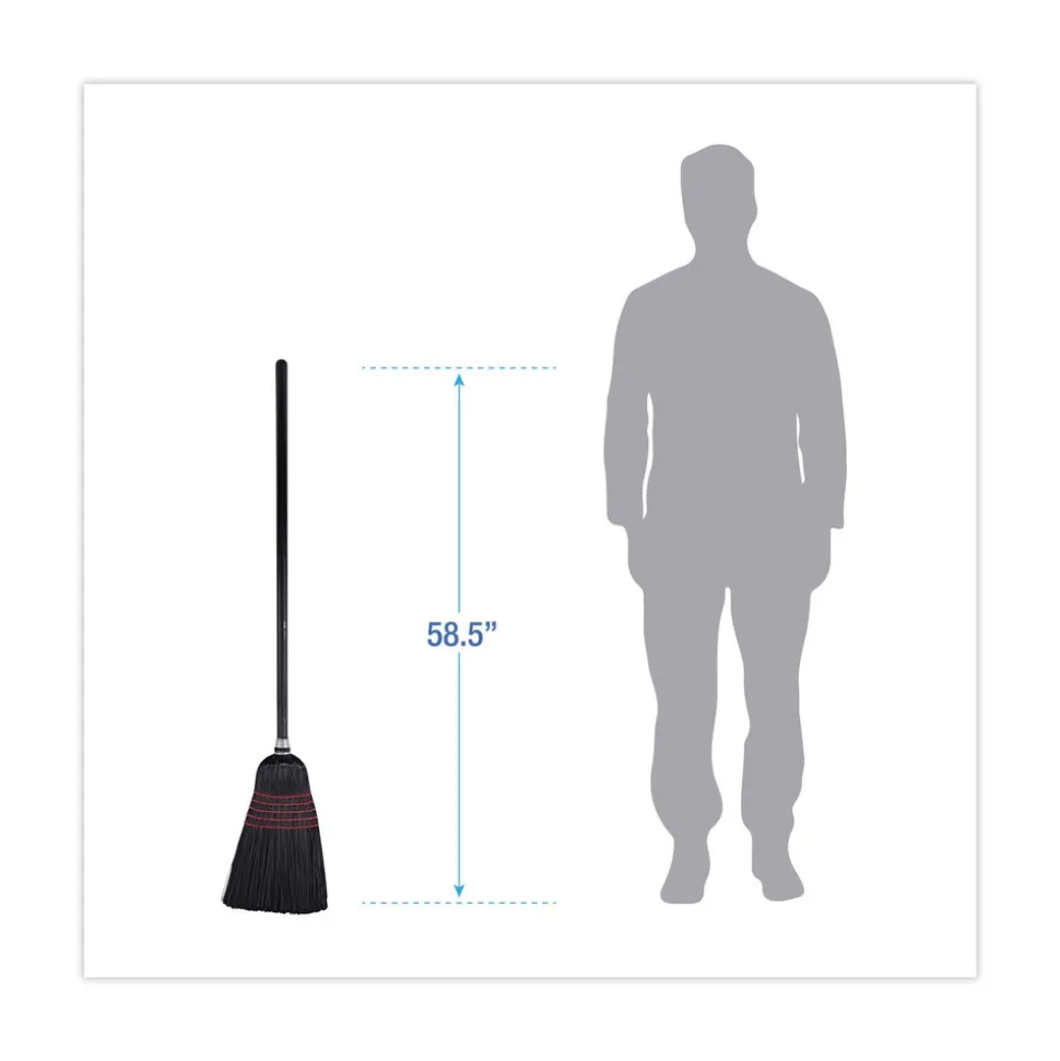 Boardwalk 10 in. x 58.5 in. Wood Handle Flagged Tip Poly Bristle Janitor Brooms - Natural/Black (1 Dozen)